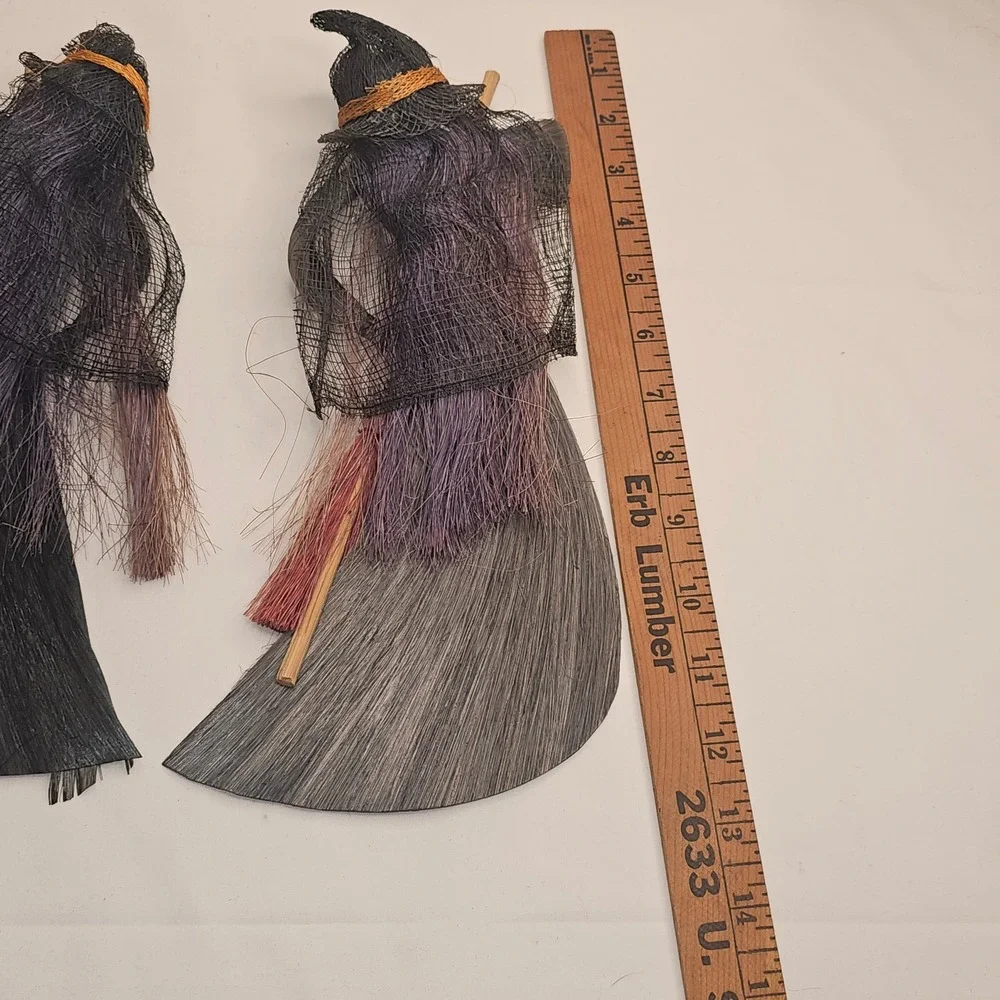 Handmade Primitive Style Halloween Witch Doll Natural Fiber Folk Art Decor